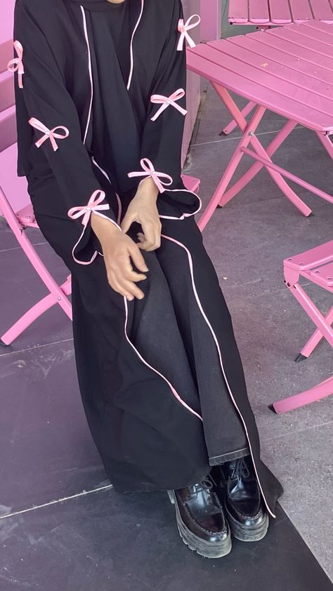 Abaya 
Pink
Coquette 
Coquette abaya
Bow abaya Coquette Abaya, Summer Abaya, Pink Abaya, Simple Abaya Designs, Beautiful Abayas, Simple Abaya, Abaya Outfit, Flowy Cardigans, Ias Officers