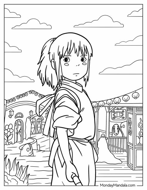 Gibli Studio Coloring Pages, Ghibli Coloring Pages Free Printable, Cool Coloring Pages Free Printable, Printable Drawings To Color, Ghibli Coloring Pages, Studio Ghibli Coloring Pages, Ghibli Coloring, Coloring Pages Anime, Anime Coloring Book