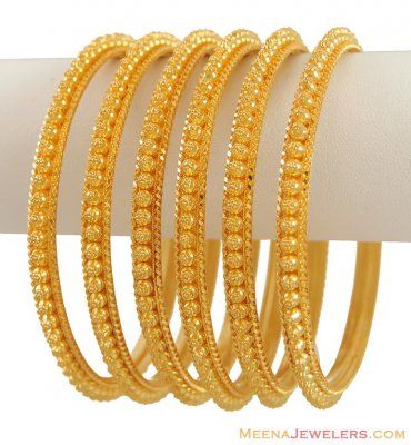 22K Yellow Gold Bangles (6 Pcs) ( Set of Bangles ) 22k Gold Bangles, Gold Bangles Indian, Gold Bangles For Women, Perhiasan India, Gold Jewellry, Gold Bangle Set, Online Gold Jewellery, The Bangles, Yellow Gold Bangle