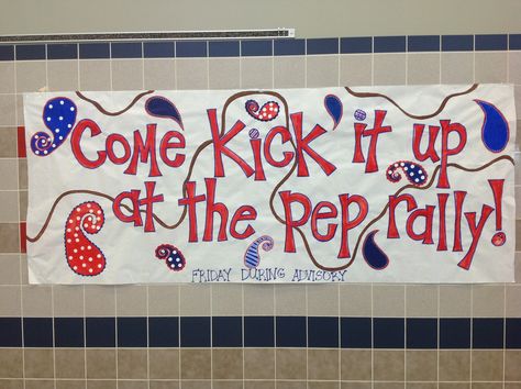 Pep rally poster. Rally Poster, School Spirit Posters, Rally Games, Pep Club, Rally Idea, Cheer Posters, Cheer Signs, Spirit Signs, Student Government