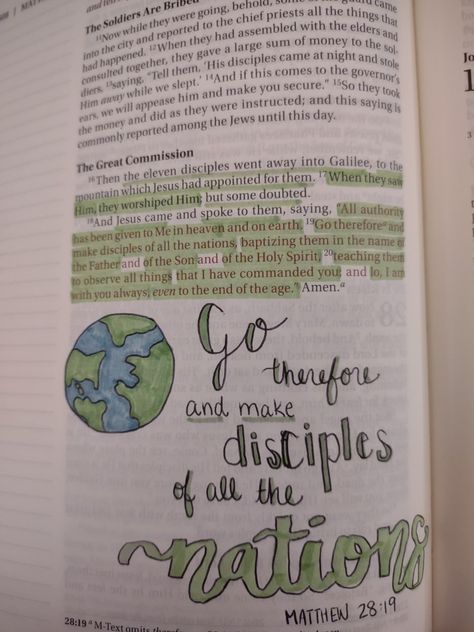 Go Make Disciples Of All Nations, Go And Make Disciples Of All Nations, Mathew Bible Journal, Matthew 28:19, Book Of Matthew Bible Journaling, Matthew 3 Bible Journaling, Matthew Bible Journaling, Bible Journaling Matthew, Go Therefore And Make Disciples