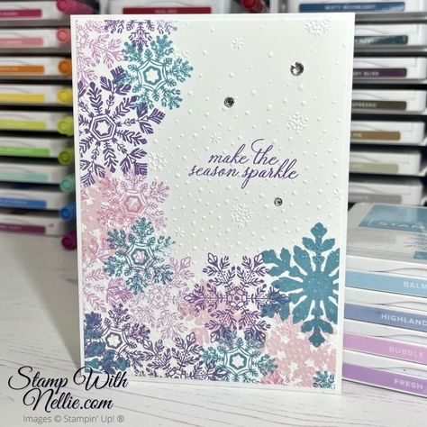 The Project Share Project – Stampin' with inkybutterfly Stampin' Up Sparkling Snowflakes, Stampin Up Sparkling Snowflakes, Sparkling Snowflakes Stampin Up Cards, Peaceful Season Stampin Up Cards, Stampin Up Snowflake Wishes, Crystal Cards, Table Favors, Snow Crystal, Snowflake Cards