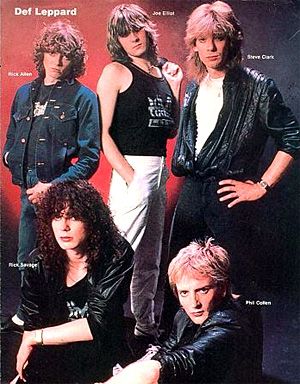 From Rockline! Magazine, 1983. Def Leppard Wallpaper, Def Leppard Pyromania, Def Leppard Band, Def Leppard Joe Elliot, 80s Heavy Metal, Hair Metal Bands, Phil Collen, Rick Savage, Rock Hairstyles