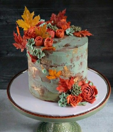 Thanksgiving Cakes Decorating, Thanksgiving Sweets, Thanksgiving Cake, Fall Cake Recipes, Fall Cake, Cakes Decorating, Art Cakes, Vintage Birthday Cakes, Thanksgiving Cakes