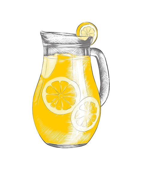 Croquis dibujados a mano de limonada en ... | Premium Vector #Freepik #vector #bebida-refrescante #agua-limon #jugo-limon #bebidas-naturales Lemonade Drawing, Arte Alien, Michelada, Hand Logo, Fruit Art, Art Pop, Drawing Lessons, Food Illustrations, Drawing People