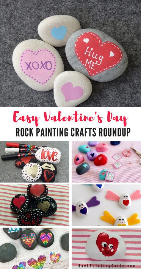 Easy Valentine's Day rock painting crafts that your little ones will love! Easy Rock Painting, Easy Valentines, Arts And Crafts For Teens, Rock Painting Ideas, Arts And Crafts House, Rock Painting Ideas Easy, Rock Painting Designs, Rock Painting Art, Pebble Painting