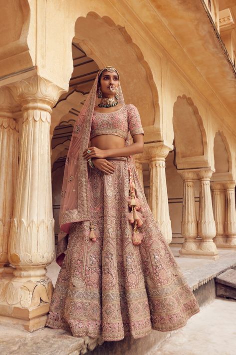 Pastel Color Wedding Lehnga, Pastel Colour Lehenga For Engagement, Wedding Lehnga Designs Latest, Pastel Color Lehenga, Pastel Bridal Lehenga, Indian Bridal Wear Red, Lehenga Ideas, Pastel Lehenga, Pink Bridal Lehenga