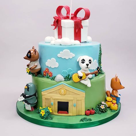 Sims Birthday Cake, Animal Crossing Cake Ideas, Animal Crossing Party Ideas, Animal Crossing Birthday Cake, Acnh Birthday, Animal Crossing Birthday Party, Animal Crossing Cake, Degree Cake, Design Animal Crossing