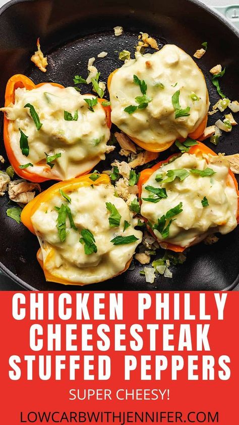 Chicken Philly Stuffed Peppers, Chicken Cheesesteak Stuffed Peppers, Chicken Stuffed Peppers Keto, Stuffed Peppers With Chicken, Philly Stuffed Peppers, Stuffed Peppers Low Carb, Chicken Philly Cheesesteak, Philly Cheesesteak Stuffed Peppers, Chicken Cheesesteak