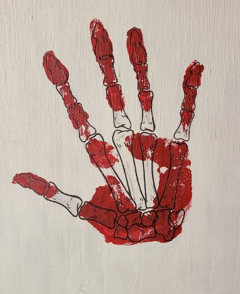 Drawing Ideas Ghost, Scary Drawing Ideas, Halloween Art Drawing, Handprint Painting, Scary Paintings, Bone Drawing, Drawing Blood, Organizator Grafic, Scary Drawings