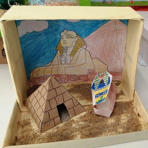 Egypt Diorama, Ancient Egypt Crafts Projects, Pyramid Project Ideas, Ancient Egypt Unit Study, Ancient Egypt Lessons, Ancient Egypt Crafts, Ancient Egypt Activities, Egypt Lessons, Ancient Egypt For Kids