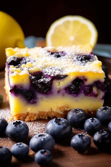 Blueberry Lemon Custard Bars - That Oven Feelin Custard Bars Recipe, Blueberry Lemon Bars, Tennessee Onions, Custard Bars, Lemon Blueberry Bars, Recipes Pineapple, Betty Crocker Sugar Cookies, Mouth Chicken, Baked Broccoli