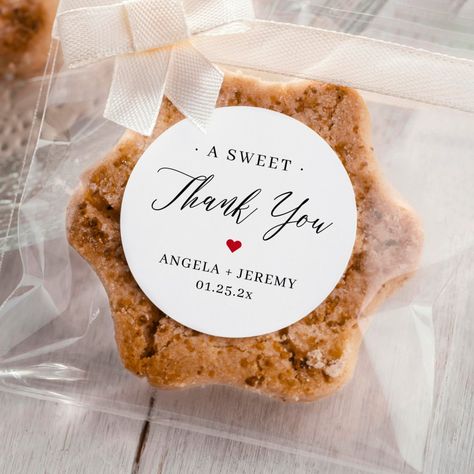 Make your guests feel appreciated with this Minimalist Wedding Thank You Favor Sticker! The sticker features a simple yet elegant design with the words "thank you" in a beautiful script font. It is perfect for adding a personal touch to your wedding favors, such as candy or small gifts. Use Zazzle's design tool to customize the sticker with your own text or images, and create a unique and personalized favor that your guests will love! Wedding Stickers Labels, Wedding Treats, Modern Minimalist Wedding, Favor Labels, Minimalist Wedding Invitations, Wedding Favor Tags, Personalized Favors, Newlywed Gifts, Wedding Stickers