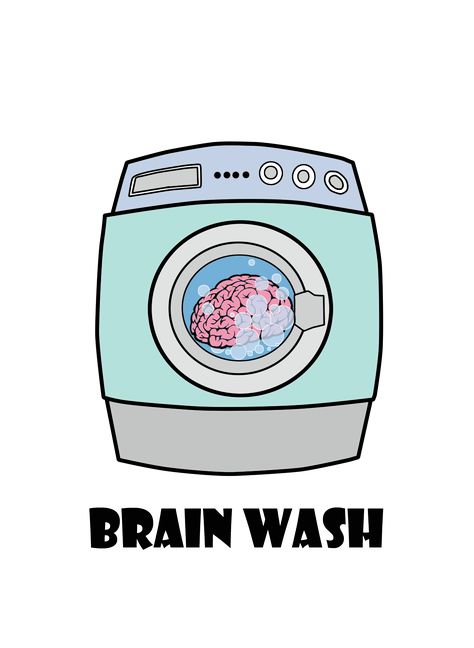 Brain Wash Art, Brain Washed Aesthetic, Brainwashing Art, Brain Sketch Simple, Brain Wash, Funny Vinyl Decals, Hot Wheels Garage, Teacher Craft, Brain Art