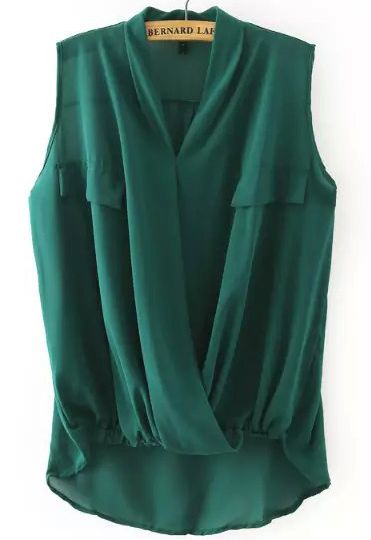 Green V Neck Cross Front Dip Hem Blouse 13.67 Dip Hem Blouse, Modern Tops, Lovely Photo, Look Plus Size, Hem Blouse, Chiffon Blouse, Look Plus, Comfortable Dress, Summer Tops