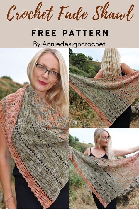 A free crochet pattern for an asymmetrical shawl, which is deceptively easy to make. Make a Crochet Fade with 3 colours of your choosing. This is a very easy crochet pattern that a beginner will be able to make….just make sure to keep count of your stitches! Choose your favourite fingering weight or DK weight yarn, and crochet the repeat pattern until you reach the size you want. Perfect for relaxing during Netflix binges! Crochet Patterns Using 3 Weight Yarn, Asymmetrical Shawl Knitting Patterns, Asymmetrical Crochet Shawl, Crochet Patterns Using 2 Weight Yarn, Dk Yarn Crochet Patterns, Fingering Weight Crochet Patterns, Medium Weight Yarn Crochet Patterns, Dk Weight Crochet Patterns, Fingering Weight Yarn Patterns Crochet