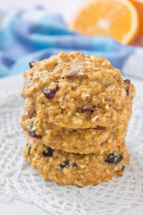 Orange Carrot Oatmeal Cookies | Natalie's Health Carrot Oatmeal Cookies, Cookies With Oats, Carrot Recipes Dessert, Craisin Cookies, Carrot Oatmeal, Oatmeal Chocolate Chip Bars, Oatmeal Cookies Easy, Healthy Oatmeal Cookies, Carrot Cookies