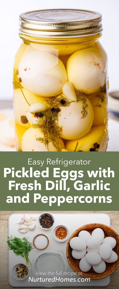 Dill Pickled Eggs Recipe, Refrigerator Pickled Eggs, Pickled Duck Eggs, Dill Pickle Eggs, Diy Pickled Eggs, German Pickled Eggs, Smoked Pickled Eggs, Cafe Appetizers, Fresh Dill Recipes