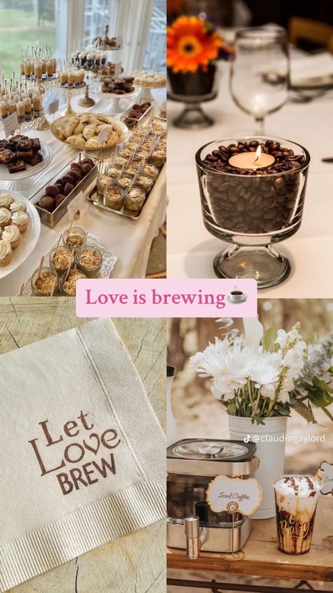 Coffee Theme Wedding, Coffee Themed Party, Coffee Baby Shower, Coffee Bridal Shower, Coffee Bar Wedding, Sleeping Beauty Wedding, Shower Pictures, Engagement Party Themes, Bridal Shower Inspo