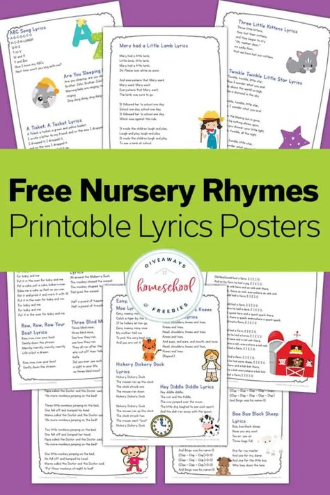 The Best Nursery Rhymes: Printable Lyrics & Activities Preschool Freebies, Best Nursery Rhymes, Rhymes Lyrics, Nursery Rhymes Lyrics, Nursery Rhymes Preschool, English Nursery, Nursery Rhymes Activities, Nursery Rhymes Songs, Abc Songs