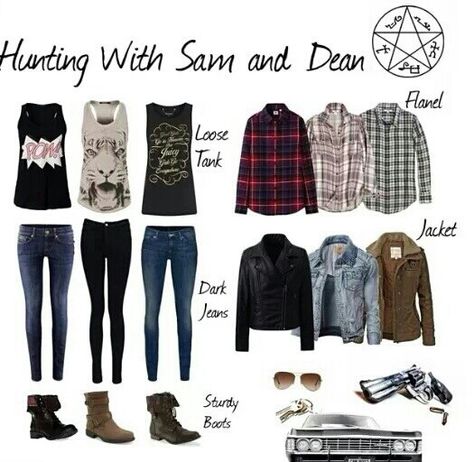 Basic hunters apperal for ladies Supernatural Inspired Outfits Dean, Girlfriends Outfits, Supernatural Inspired Outfits, Supernatural Fashion, Goth House, Supernatural Outfits, Zombie Apocolypse, Sam And Dean, Hunter Outfit