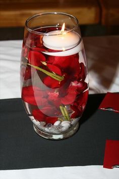 My Table on Pinterest White Rocks, Floating Candle, White Table Cloth, Red Candles, Candle Centerpieces, Floating Candles, Diwali Decorations, Red Wedding, Trendy Wedding