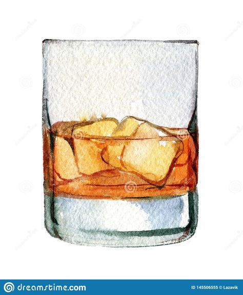 Cocktails Clipart, Food Art Painting, Whiskey Ice, Cocktail Illustration, Life Paint, Whisky Glass, Watercolor Fruit, Cocktail Art, Diy Watercolor Painting