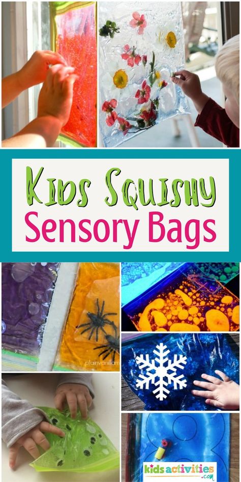 Have you tried making your kids squishy sensory bags? Making your own sensory bags is an easy craft and kids love playing with the squishy, swooshy sensory toys. Today we have a list of our favorite DIY sensory bags for babies, toddlers and preschoolers. A sensory bag is a great way to get infants and toddlers to investigate and learn about the world around them by observing objects and textures by stimulating their 5 senses. Sensory Bags For Toddlers, Diy Sensory Bags, Sensory Bags For Babies, Diy Sensory Toys, Diy Sensory, Sensory Toys For Kids, Sensory Bag, Sensory Bags, Bags Making