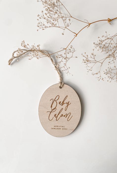 Expecting Christmas Ornament, Baby Announcement Ornament, Pregnancy Ornament, Laser Christmas, Calligraphy Ideas, Engraved Ornaments, Engraving Ideas, Laser Engraved Ideas, Baby Dedication