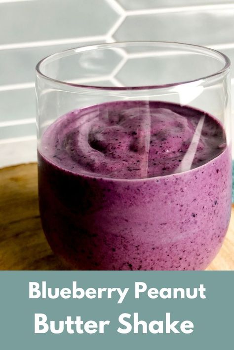 This Blueberry Peanut Shake is super healthy for breakfast and contains 26 grams of protein. The healthy fat from the peanut butter and protein from the Greek Yogurt helps keep you full. #smoothie #shake #blueberries Pb Fit Recipes Smoothie Protein Shakes, Smoothie With Peanut Butter, Peanut Butter Shake Recipe, Blueberry Peanut Butter Smoothie, Blueberry Muffin Protein Shake, Peanut Butter Protein Shake No Banana, Low Calorie Peanut Butter Smoothie, Blueberry Protein Shake, Blueberry Shake