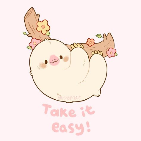 ♡ blushsprout ♡ on Instagram: “made this little sloth as a reminder to take it easy & not overwork myself! 🌸 Edit: Thank you so much, I will be turning this into a 5x7”…” Sloth Drawing, Cute Sketches, Animal Doodles, Tumblr Stickers, Kawaii Aesthetic, Love Yourself First, Take It Easy, Cute Animal Drawings, Book Themes