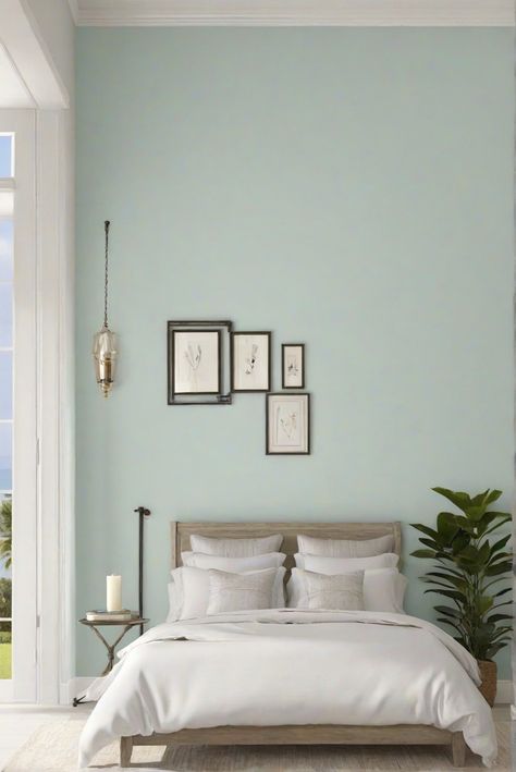 SEASALT wall paint, bedroom design, interior decorating, painting color match, space planning, interior designers, kitchen designs, living room decor Seasalt Sw Bedroom, Seasalt Sw, Sw Mineral Deposit, Coastal Guest Room, Sage Green Kitchen, Green Kitchen Cabinets, Stylish Interior Design, Bedroom Walls, Green Cabinets