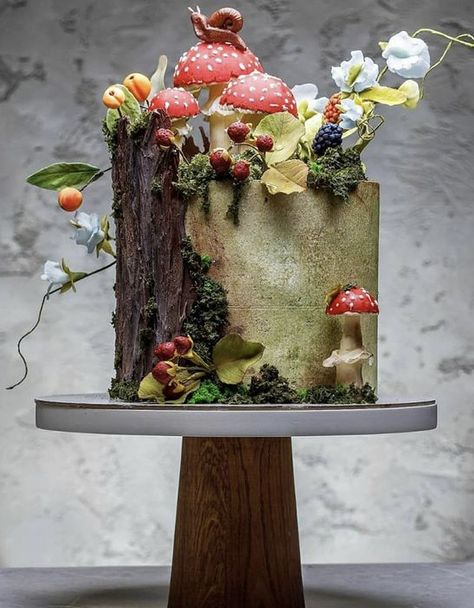 Birthday Cake Cartoon, Woodland Theme Cake, Dinara Kasko, Nature Cake, Cake Cartoon, Mushroom Cake, Absolute Power Corrupts Absolutely, Random Shapes, Power Corrupts