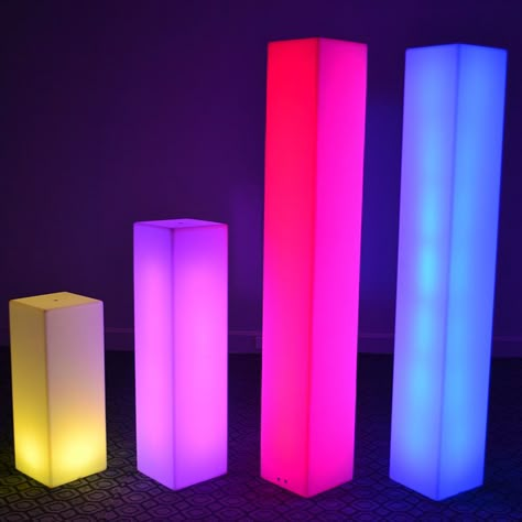 Led Pillars, Corporate Party Decorations, Interior Columns, Light Backdrop, Church Stage Design, Pillar Lights, Stage Decor, Church Stage, Stage Backdrop