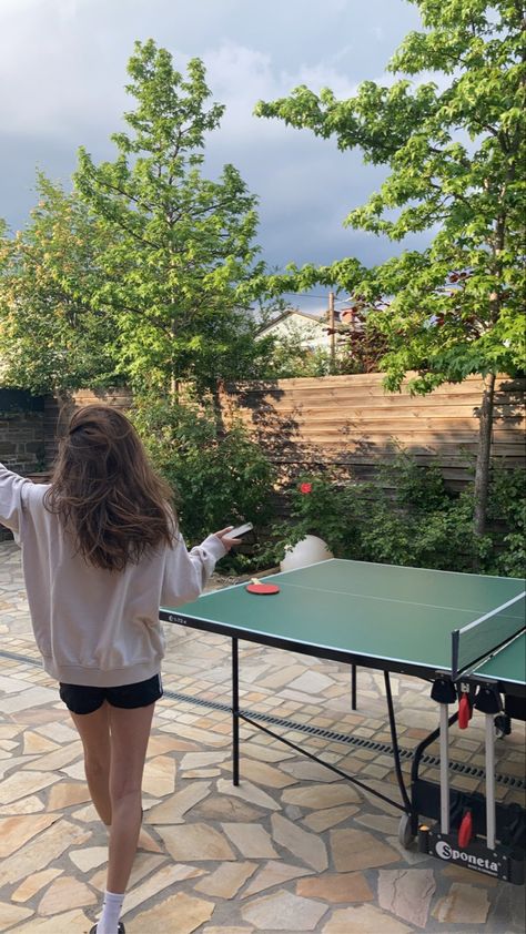 Tennis Aesthetic Girl, Table Tennis Aesthetic, Summer Nights Party, Romanticizing Summer, How To Stay Happy, Elizabeth Core, Shooting Table, Hobby Table, Summer Night Party