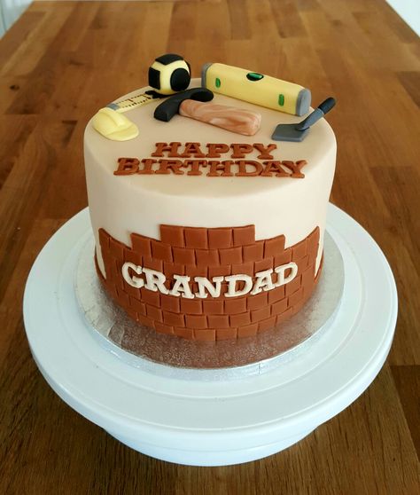 Builders theme birthday cake Cake for grandad Grandad Cake Ideas, Grandad Birthday Cakes, Builder Cake For Men, Construction Birthday Cake For Men, Grandpa Birthday Cake Ideas, Birthday Themes For Adults Men, Grandpa Birthday Cake, Builder Cake, Construction Theme Cake