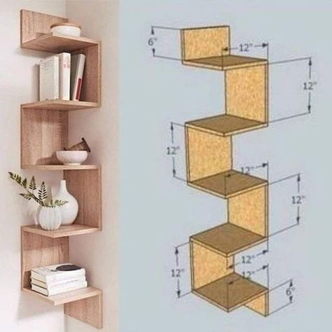 Storage Hacks Bedroom, Small Bedroom Storage, Bedroom Hacks, Interior Design Per La Casa, Home Decor Shelves, Corner Decor, Regal Design, Wall Shelves Design, Design Del Prodotto