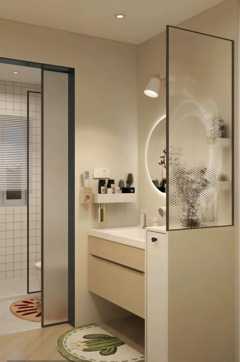 Washroom Partition Design, Washbasin Partition Ideas, Bathroom Shower Partition, Simple Small Bathroom Designs, Plan Condo, Bathroom Ideas Modern Luxury, تصميم دورة مياه, Latest Bathroom Designs, Simple Bathroom Designs