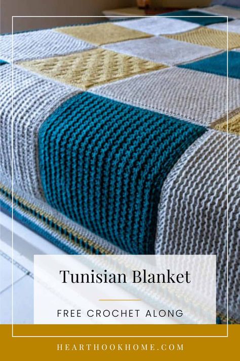 Do you love Tunisian Crochet? Whether you are BRAND NEW or experienced, gather your supplies for the 2023 Tunisian Basics Crochet-Along! Tunisian Crochet Free, Tunisian Crochet Blanket, Crochet Quilt Pattern, Double Ended Crochet, Crochet Knit Blanket, Tunisian Crochet Pattern, Gorgeous Crochet, Tunisian Crochet Hook, Tunisian Crochet Patterns