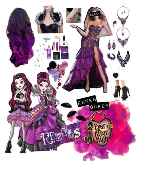 Raven Queen Outfit Ideas, Raven Queen Inspired Outfits, Raven Queen Cosplay, Raven Queen Outfit, Queen Halloween Costumes, Monster High Costume, Black Hair Wigs, The Evil Queen, Disney Inspired Fashion