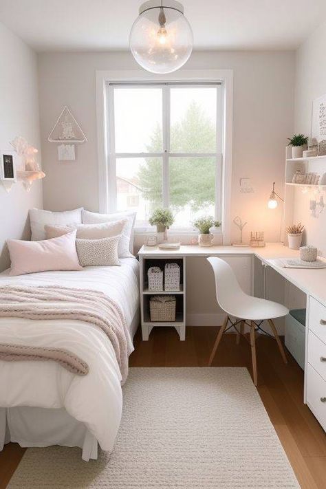 Small Dorm Room, Small Room Makeover, Small Dorm, Bedroom Ideas For Small Rooms Cozy, Dorm Room Inspiration, Dekorasi Kamar Tidur, Room Redesign, Redecorate Bedroom, Cozy Room Decor