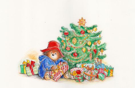 Beautiful Christmas Scenes, The Bookworm, Fairy Wallpaper, Bear Drawing, Christmas Teddy Bear, Christmas Surprise, Bear Illustration, Paddington Bear, Christmas Drawing