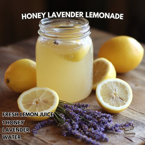 🍯✨ Cool down this summer with a refreshing twist - Honey Lavender Lemonade! 🍋💜 Honey Lavender Lemonade Ingredients: - 1 cup fresh lemon juice (about 5-6 lemons) - 1/2 cup honey - 1 tablespoon dried lavender - 5 cups water Instructions: 1. In a small saucepan, combine honey, lavender, and 1 cup of water. Bring to a simmer, then remove from heat and let steep for 20 minutes. 2. Strain the lavender-infused honey into a pitcher, discarding the lavender. 3. Add the fresh lemon juice and remaining ... Honey Lavender Lemonade, Lemonade Ingredients, Cozy Fall Recipes, Infused Honey, Honey Lavender, Lavender Lemonade, Cup Of Water, Festive Drinks, Dried Lavender