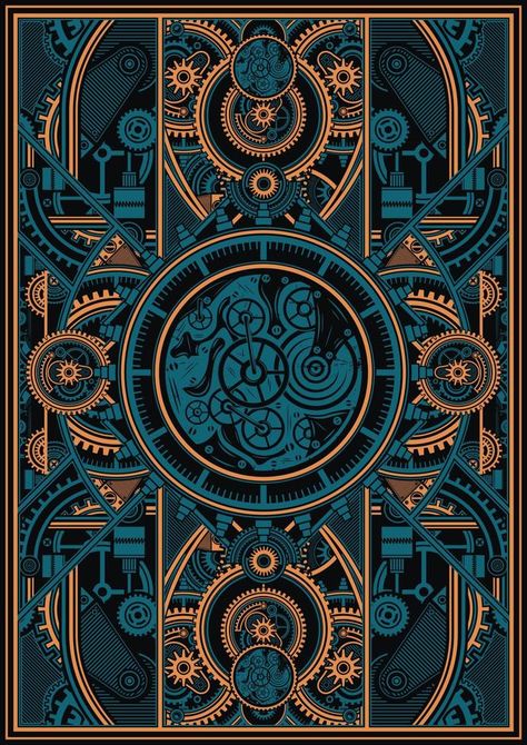 Steampunk Vector Art, Steampunk Vector, Steampunk Poster, Vector Poster Design, Mandala Poster, Steampunk Illustration, Harmony Design, Steampunk Artwork, Optical Illusion Wallpaper