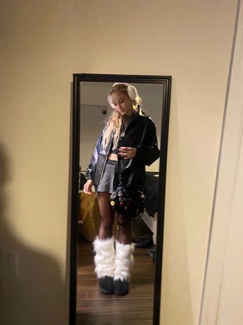 Big Fluffy Leg Warmers, Fuzzy Leg Warmers Rave Outfit, Outfits With Fluffy Leg Warmers, White Fur Leg Warmers Outfit, Black Fuzzy Leg Warmers Outfit, Faux Fur Leg Warmers Outfit, Leg Warmers Ballet Flats, Fuzzy Legwarmers Outfit, White Fluffy Leg Warmers Outfit