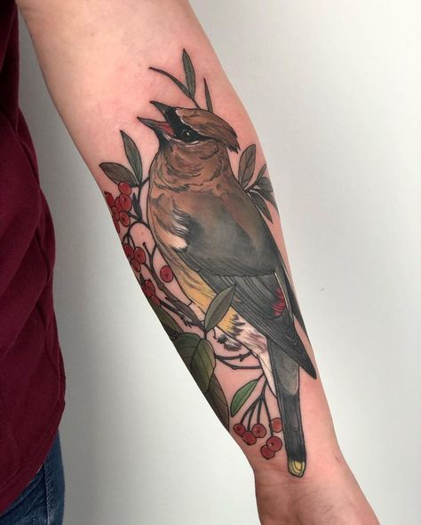 Cedar Waxwing Tattoo, Waxwing Tattoo, Cedar Waxwing, Bff Tattoos, Dope Makeup, Sleeve Tattoos For Women, Pattern Tattoo, Ink Sketch, Birds Tattoo