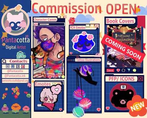 🌼Full prices and info are up on my Carrd : https://pantacotta.carrd.co/ 🌼Please read the full TOS. 🌼If you are interested or have questions feel free to DM or Email me! 🌼Email: pantacotta.studio@gmail.com ✨All saves, follows, comments, likes and shares are appreciated 💖 . . . . . . . #commission #commissionsopen #digitalart #illustration #tattoo #characterdesign #tattoodesign #ych #emotes #anime #fanart #manga #digitalartist #xppen #krita #art #tattooideas Art Commision Sheet Template, Carrd Inspo Template Commission, Carrd Inspo Art Commissions, Art Commissions Prices, Digital Art Commissions, Carrd Inspo Artist, Carrd Commission Ideas, Art Commissions Template, Art Commission Sheet Template