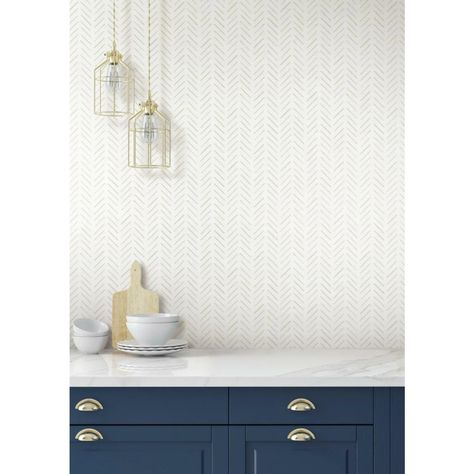 York Wallcoverings Painted Herringbone 33' L x 20.5" W Wallpaper Roll & Reviews | Wayfair Wallpaper Off White, Herringbone Wallpaper, Chevron Wallpaper, Off White Paints, W Wallpaper, Casual Luxury, York Wallcoverings, Chic Interior, Zig Zag Pattern