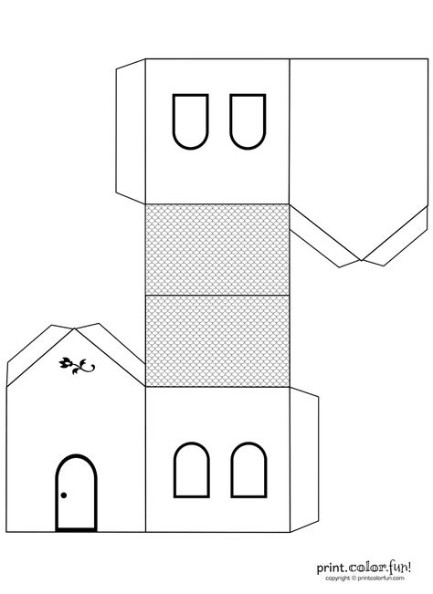 House cutout craft to color | Print. Color. Fun! Free printables, coloring pages, crafts, puzzles & cards to print House Cutout, Folding House, Paper House Template, House Colouring Pages, House Template, Paper House, Glitter Houses, Cardboard House, Putz Houses