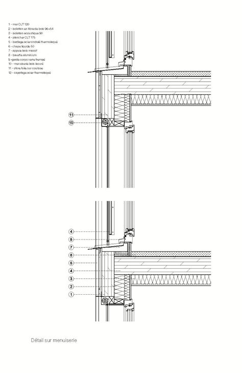 © mobile architectural office Sliding Door Section Detail Drawing, Wood Construction Detail, Clt Floor Detail, Clt Construction Detail, Wood Facade Detail, Clt Detail, Clt Architecture, Bicycle Room, Mass Timber